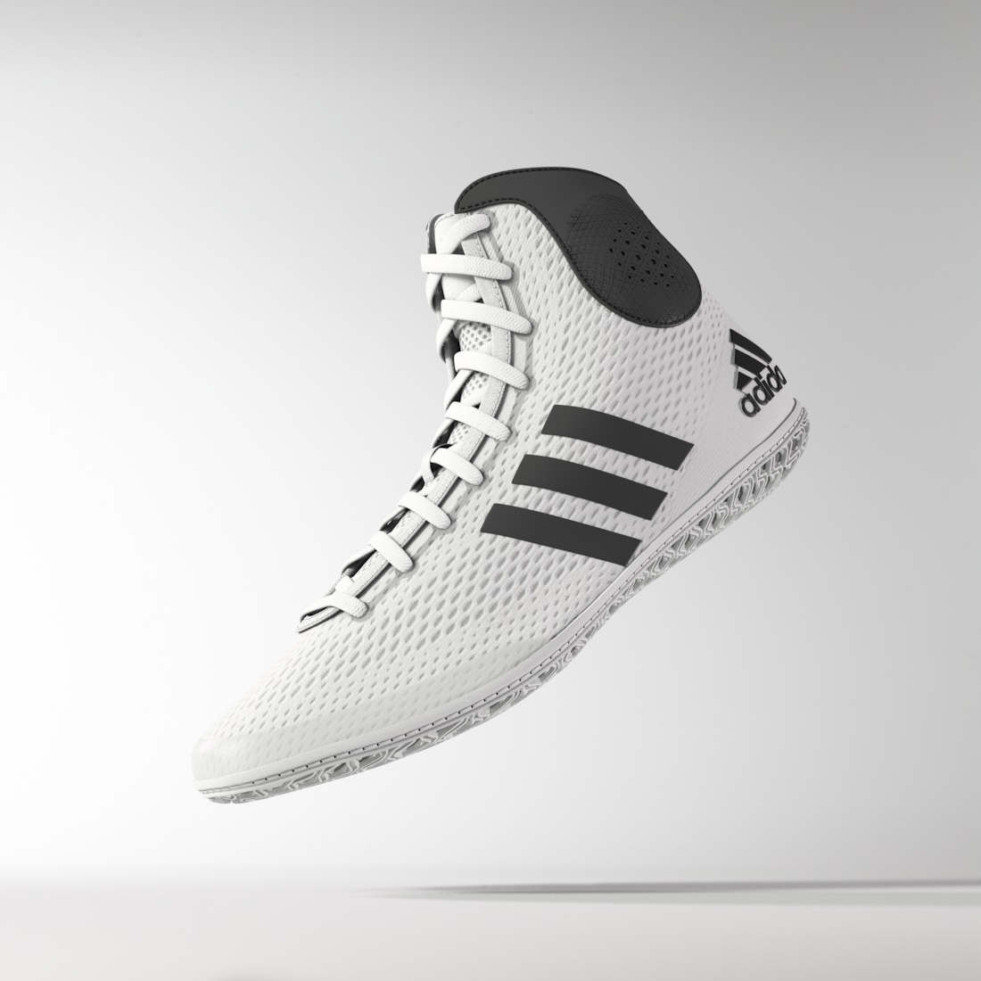 black and white adidas wrestling shoes