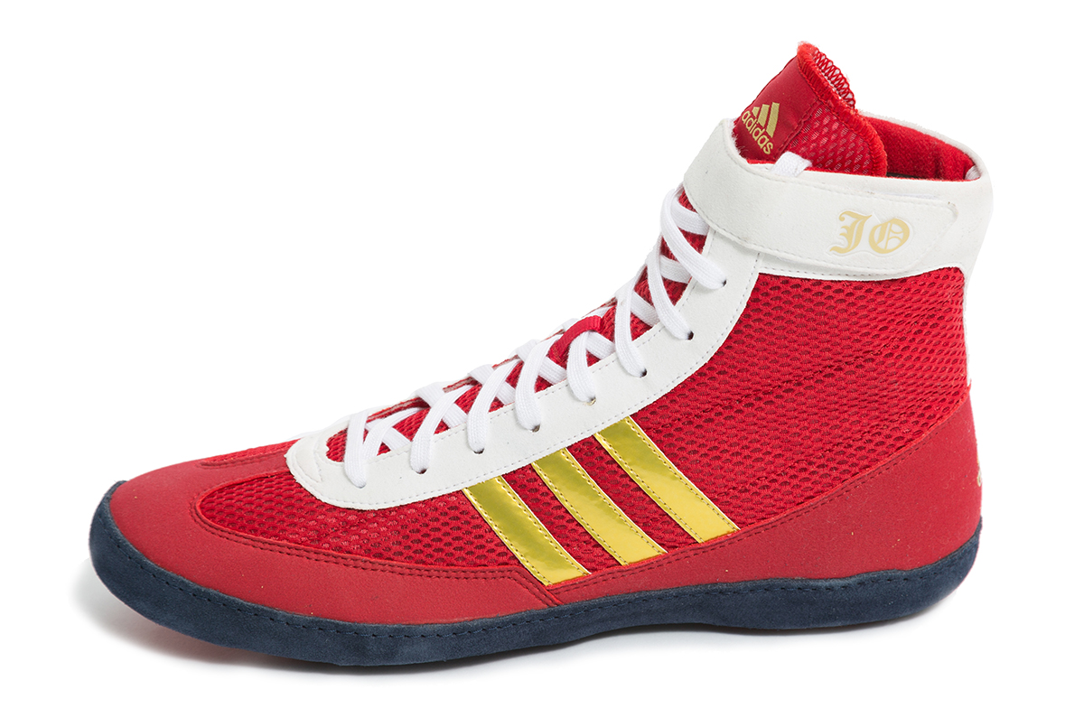 red white and blue adidas wrestling shoes