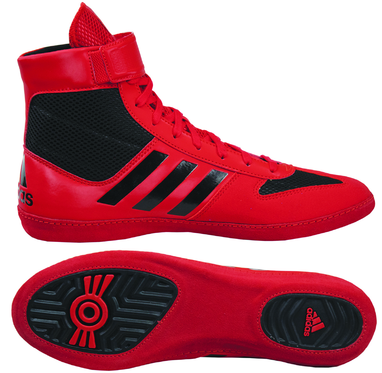 red and black adidas wrestling shoes